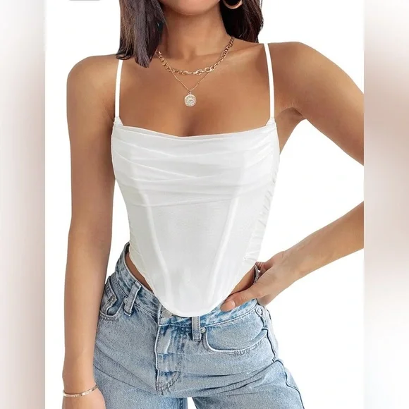 Chic White Ruched Crop Top - Picture 7 of 7